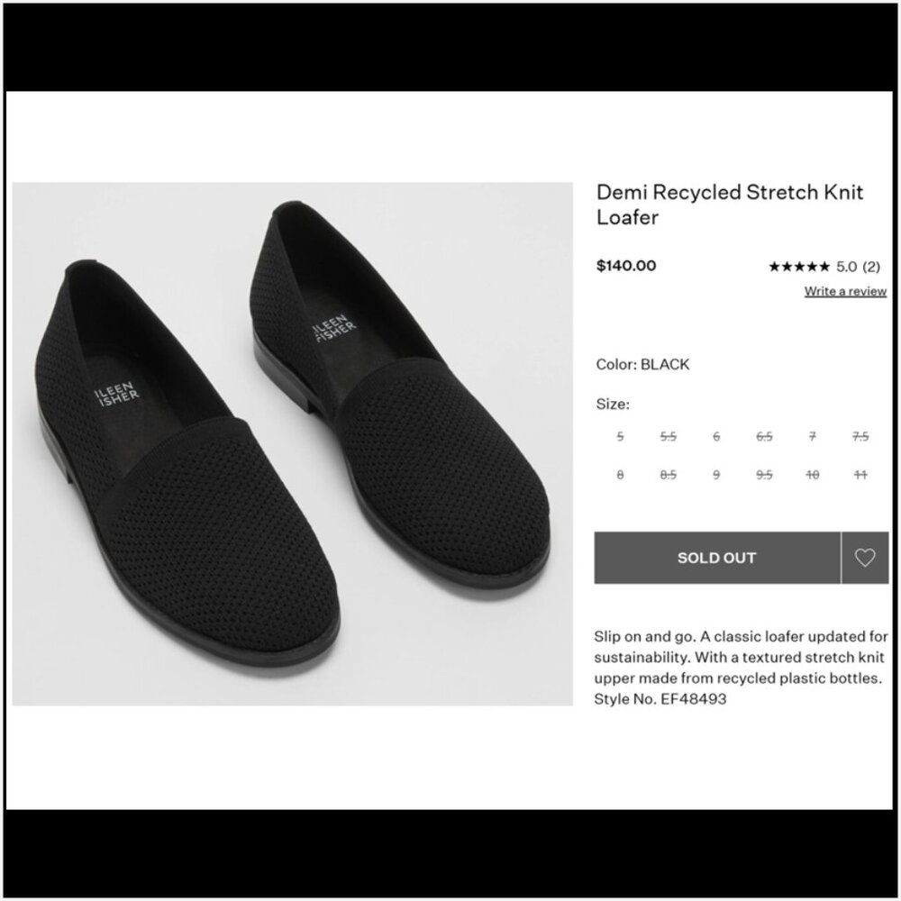 Eileen Fisher Demi Recycled Stretch Loafers Excellent Condition Sz 7
